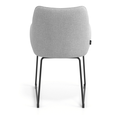 visitor chair gray sled base frame fabric upholstered armrests 6