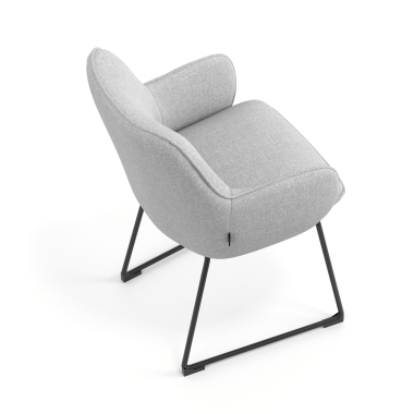 visitor chair gray sled base frame fabric upholstered armrests 7