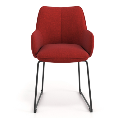 visitor chair red sled base frame fabric upholstered armrests 4