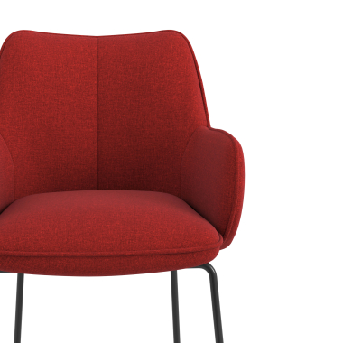 visitor chair red sled base frame fabric upholstered armrests 5