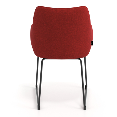 visitor chair red sled base frame fabric upholstered armrests 6