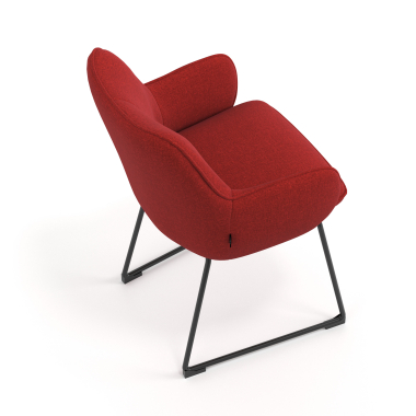 visitor chair red sled base frame fabric upholstered armrests 7