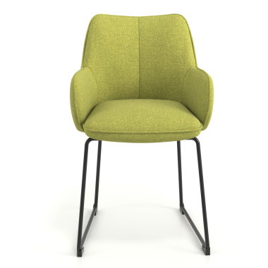visitor chair green sled base frame fabric upholstered armrests 4