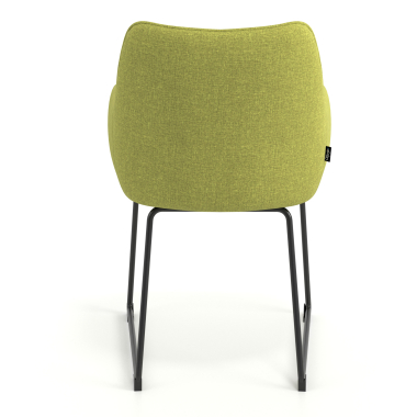 visitor chair green sled base frame fabric upholstered armrests 6