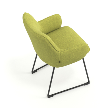 visitor chair green sled base frame fabric upholstered armrests 7