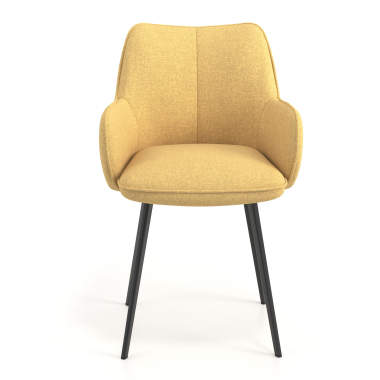 visitor chair black yellow 4 legs fabric upholstered armrests 4