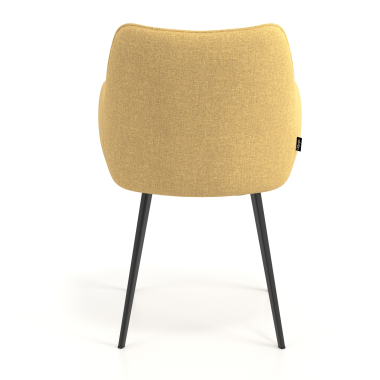 visitor chair black yellow 4 legs fabric upholstered armrests 6