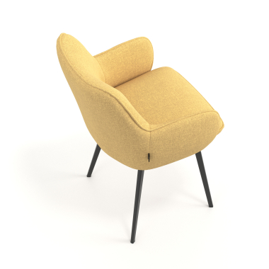 visitor chair black yellow 4 legs fabric upholstered armrests 7