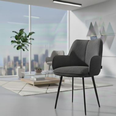 visitor chair black anthracite 4 legs fabric upholstered armrests 2