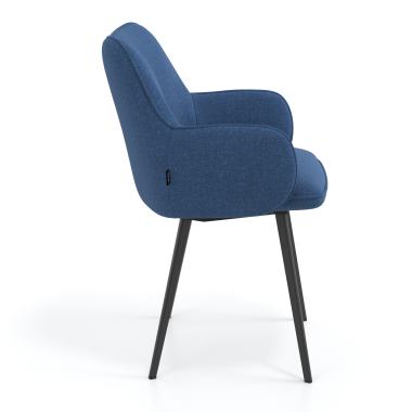 visitor chair black blue 4 legs fabric upholstered armrests 3