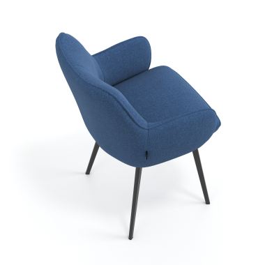 visitor chair black blue 4 legs fabric upholstered armrests 7