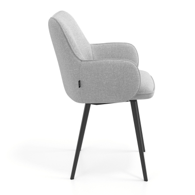 visitor chair black gray 4 legs fabric upholstered armrests 3