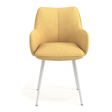 visitor chair yellow 4 legs fabric upholstered armrests 4