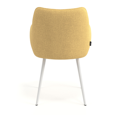 visitor chair yellow 4 legs fabric upholstered armrests 6
