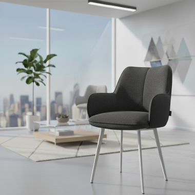 visitor chair anthracite 4 legs fabric upholstered armrests 2