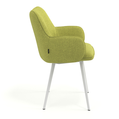 visitor chair green 4 legs fabric upholstered armrests 3