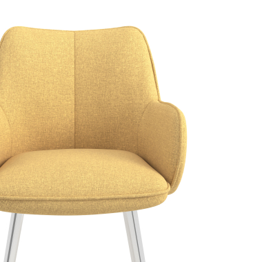 visitor chair yellow 4 legs fabric upholstered armrests 5