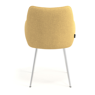 visitor chair yellow 4 legs fabric upholstered armrests 6