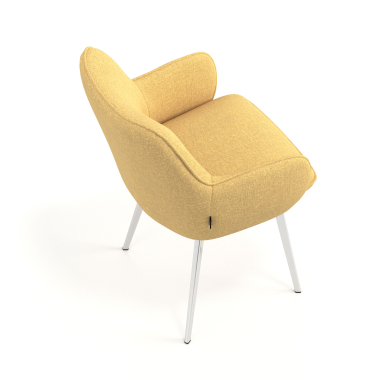 visitor chair yellow 4 legs fabric upholstered armrests 7
