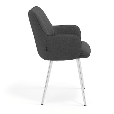 visitor chair anthracite 4 legs fabric upholstered armrests 3
