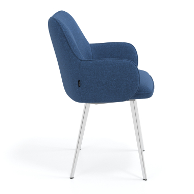 visitor chair blue 4 legs fabric upholstered armrests 3