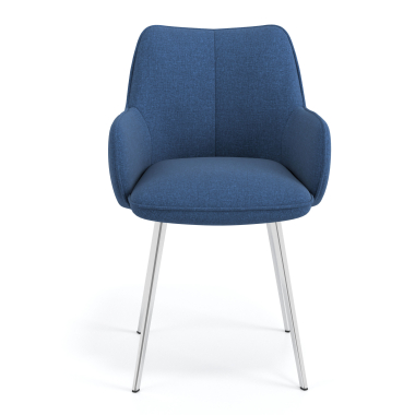 visitor chair blue 4 legs fabric upholstered armrests 4