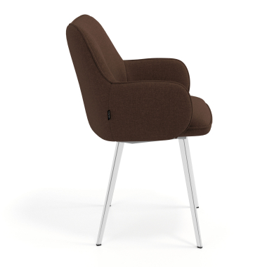 visitor chair brown 4 legs fabric upholstered armrests 3