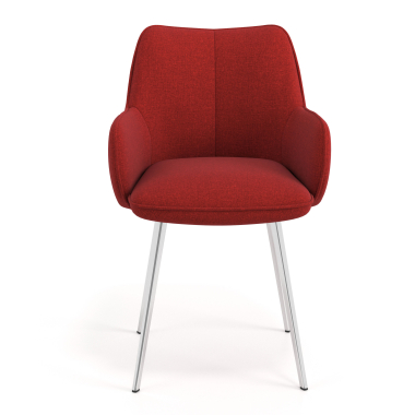visitor chair red 4 legs fabric upholstered armrests 4
