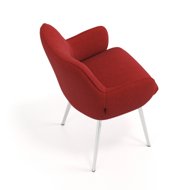 visitor chair red 4 legs fabric upholstered armrests 7