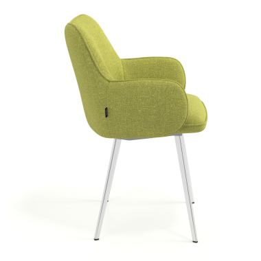 visitor chair green 4 legs fabric upholstered armrests 3
