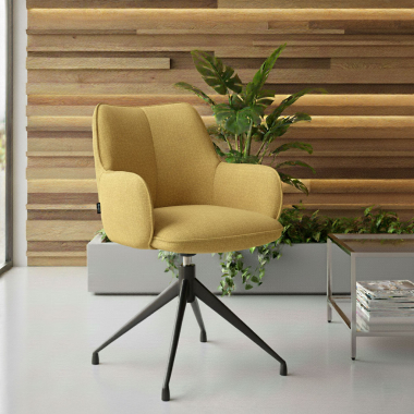 meeting room chair black yellow swivel fabric upholstered armrests 2