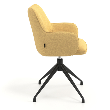 meeting room chair black yellow swivel fabric upholstered armrests 3