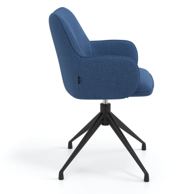 meeting room chair black blue swivel fabric upholstered armrests 3