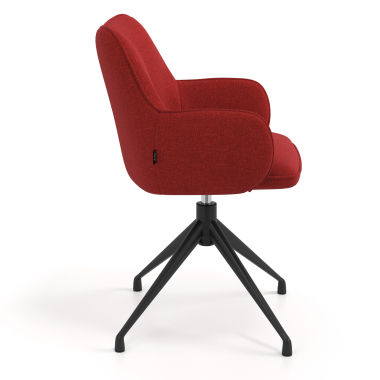 meeting room chair red swivel fabric upholstered armrests 3