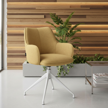meeting room chair yellow swivel fabric upholstered armrests 2