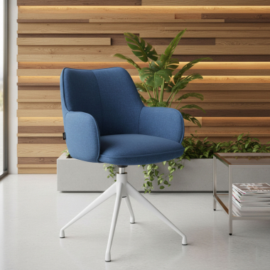 meeting room chair blue swivel fabric upholstered armrests 2