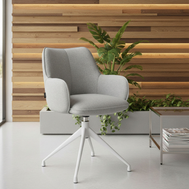 meeting room chair gray swivel fabric upholstered armrests 2