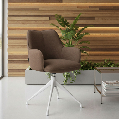 meeting room chair brown swivel fabric upholstered armrests 2
