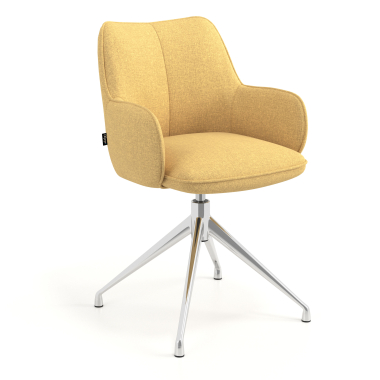 meeting room chair yellow swivel fabric upholstered armrests 1