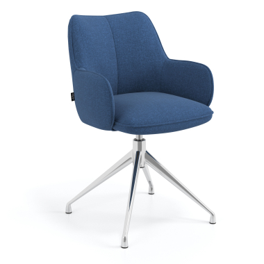 meeting room chair blue swivel fabric upholstered armrests 1
