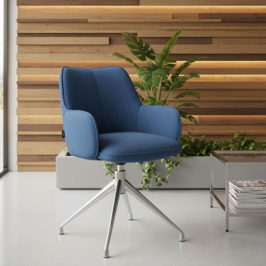 meeting room chair blue swivel fabric upholstered armrests 2