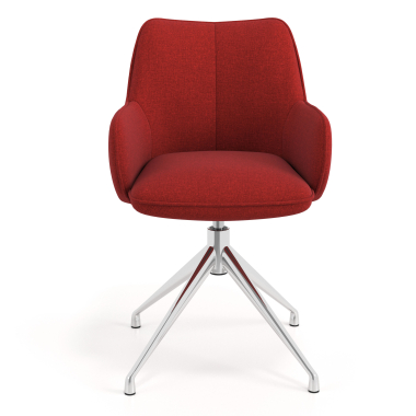 meeting room chair red swivel fabric upholstered armrests 4