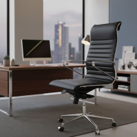 Office chair Design Cagliari, high back, genuine leather