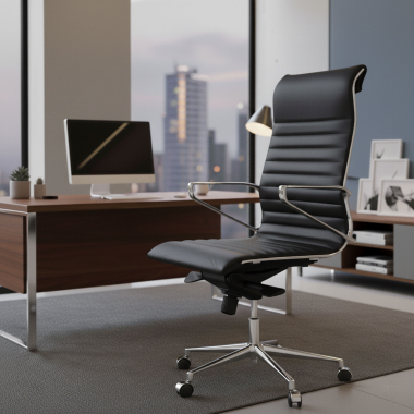 executive chair black high back natural leather natural skin fixed armrests 2