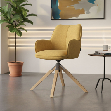meeting room chair yellow wooden swivel fabric upholstered armrests 2