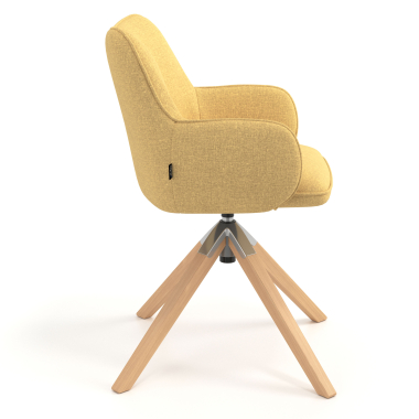 meeting room chair yellow wooden swivel fabric upholstered armrests 3