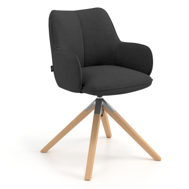 meeting room chair anthracite wooden swivel fabric upholstered armrests 1