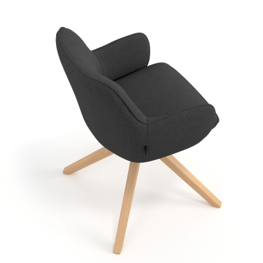 meeting room chair anthracite wooden swivel fabric upholstered armrests 7