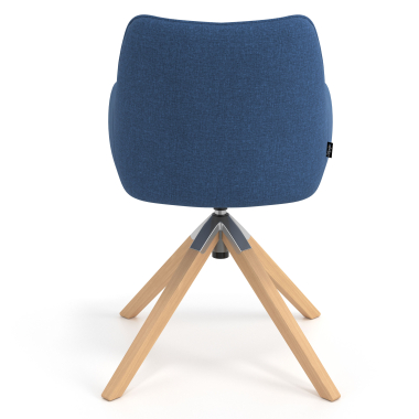 meeting room chair blue wooden swivel fabric upholstered armrests 6