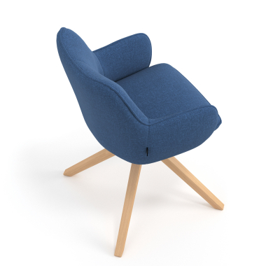 meeting room chair blue wooden swivel fabric upholstered armrests 7